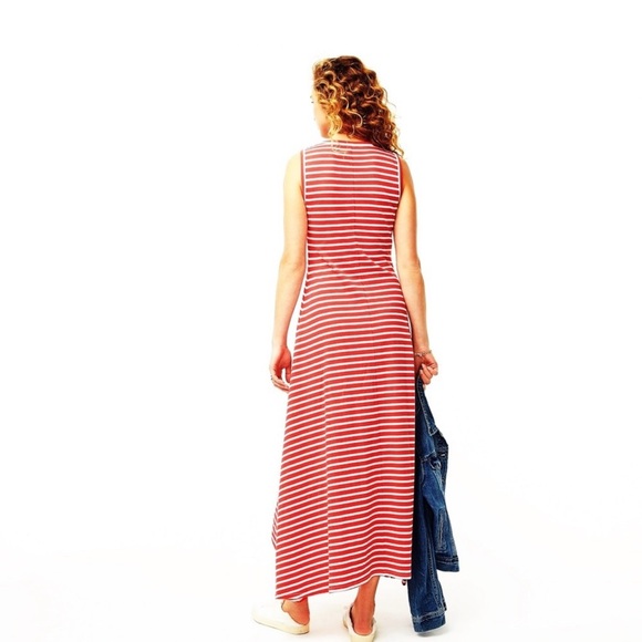 J Crew Striped High-Low Maxi Dress cotton size Small - Picture 2 of 6